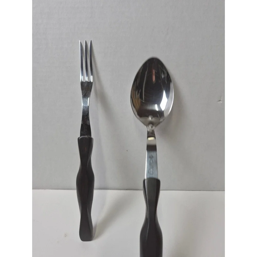 Cutco 1726 KD Serving Spoon and Fork Set Vintage Brown Classic Handle USA Made